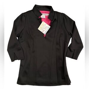 NWT Gretchen Scott Tuck Me In Black 3/4 Sleeve Tunic Top Size XS